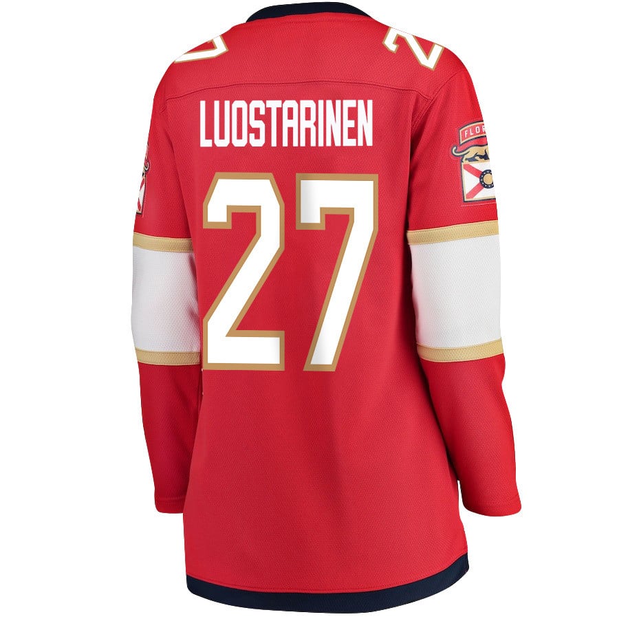 Alternative view of Eetu Luostarinen 27 Florida Panthers 2024 STANLEY CUP Final Women's Home Breakaway Jersey - Red - JS114 