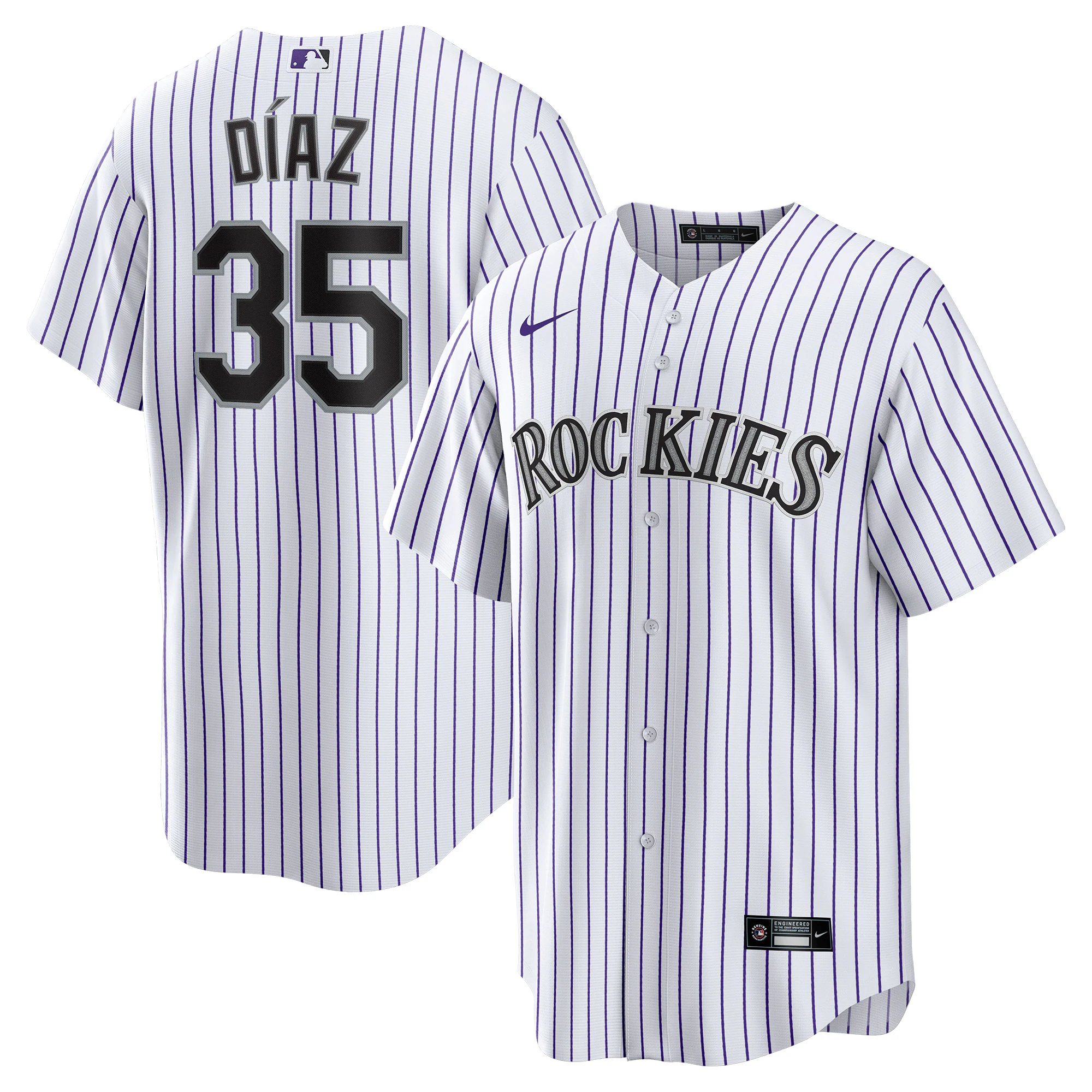 Alternative view of Elias DÃƒÆ’Ã‚Â­az Colorado Rockies Home Replica Player Jersey - White