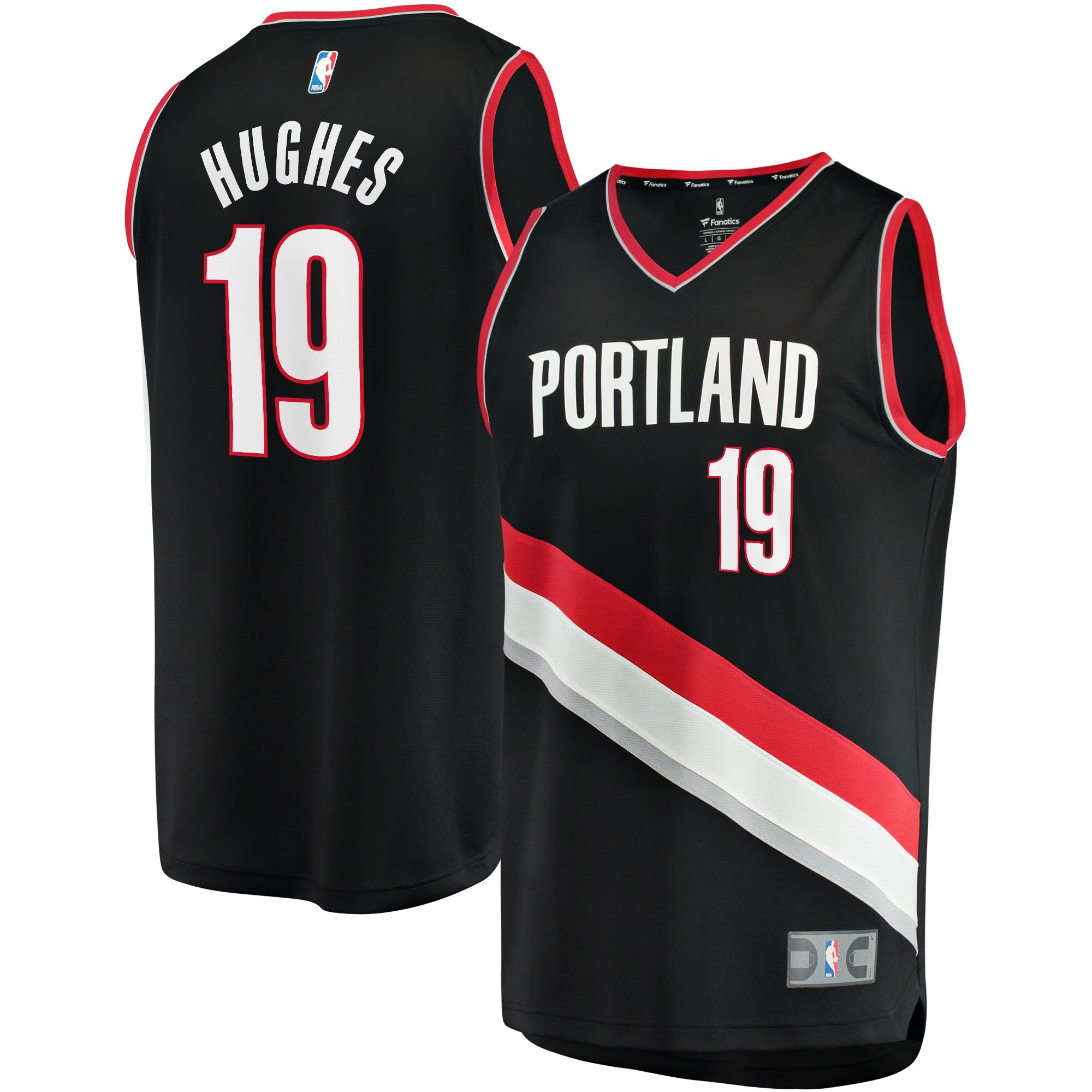 Alternative view of Elijah Hughes Portland Trail Blazers Fanatics Branded 2021/22 Fast Break Replica Jersey - Icon Edition - Black