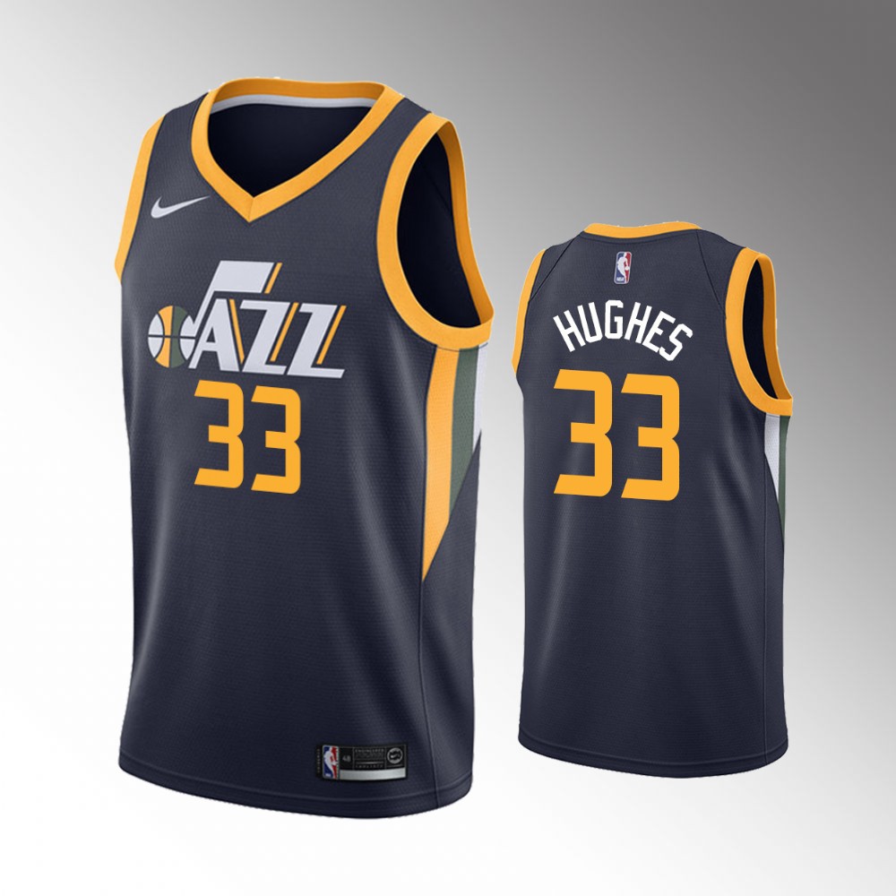 Elijah Hughes Utah Jazz 2021 Icon Edition Navy Jersey