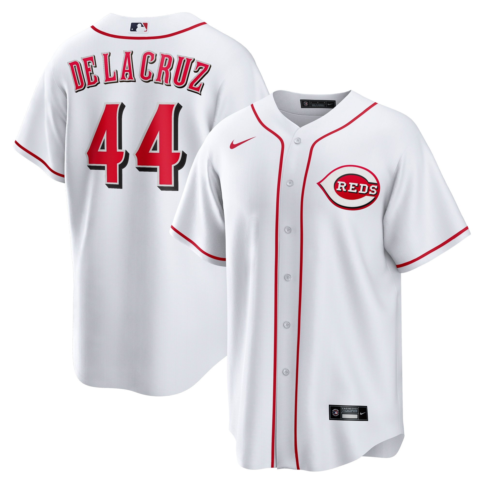 Alternative view of Elly De La Cruz Cincinnati Reds Home Replica Jersey – White