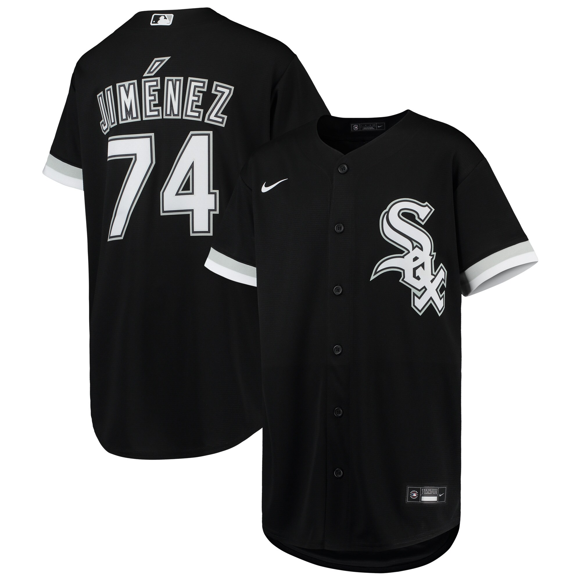 Alternative view of Eloy Jimenez Chicago White Sox Youth Alternate Replica Player Jersey – Black