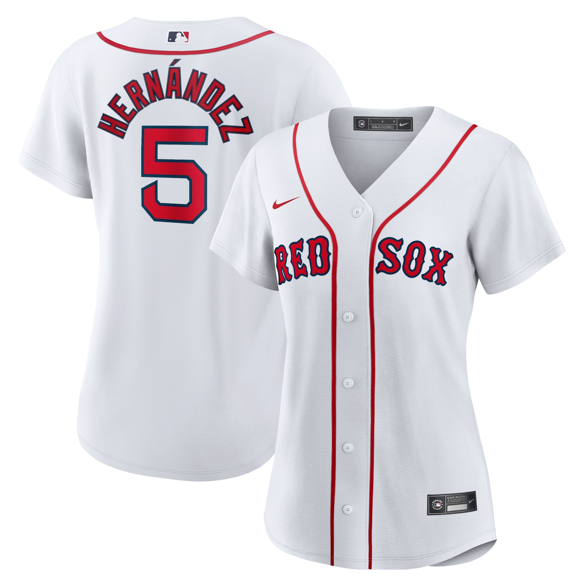 Alternative view of Enrique Hernandez Boston Red Sox Women’s Home Replica Player Jersey – White