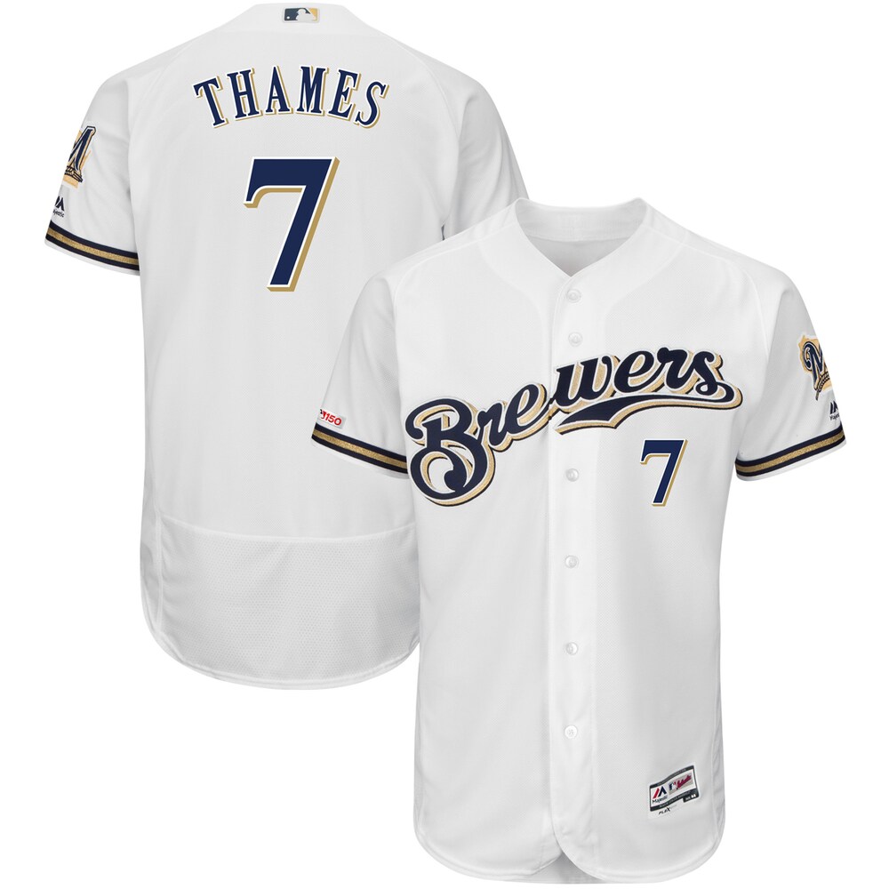Eric Thames Milwaukee Brewers Majestic Flex Base Collection Jersey - White