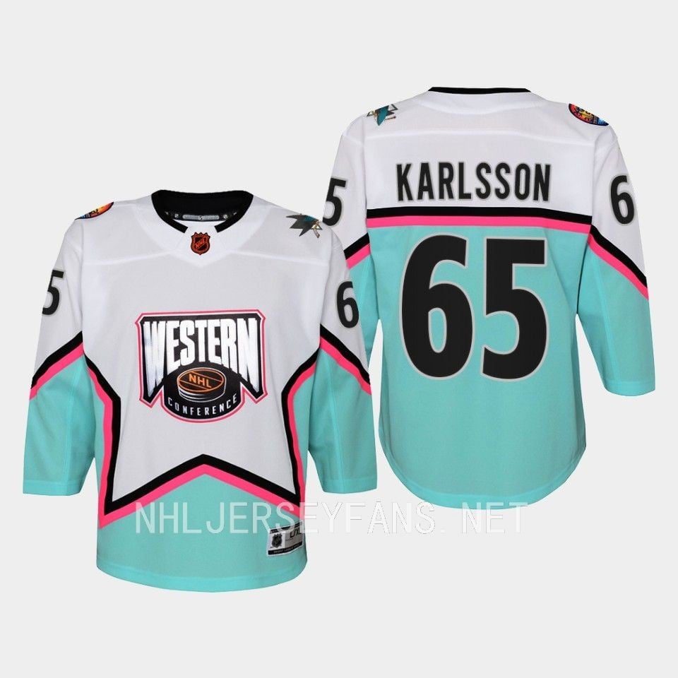 Alternative view of Erik Karlsson 65 San Jose Sharks 2023 All-Star Game Jersey White Equipment - JS423 