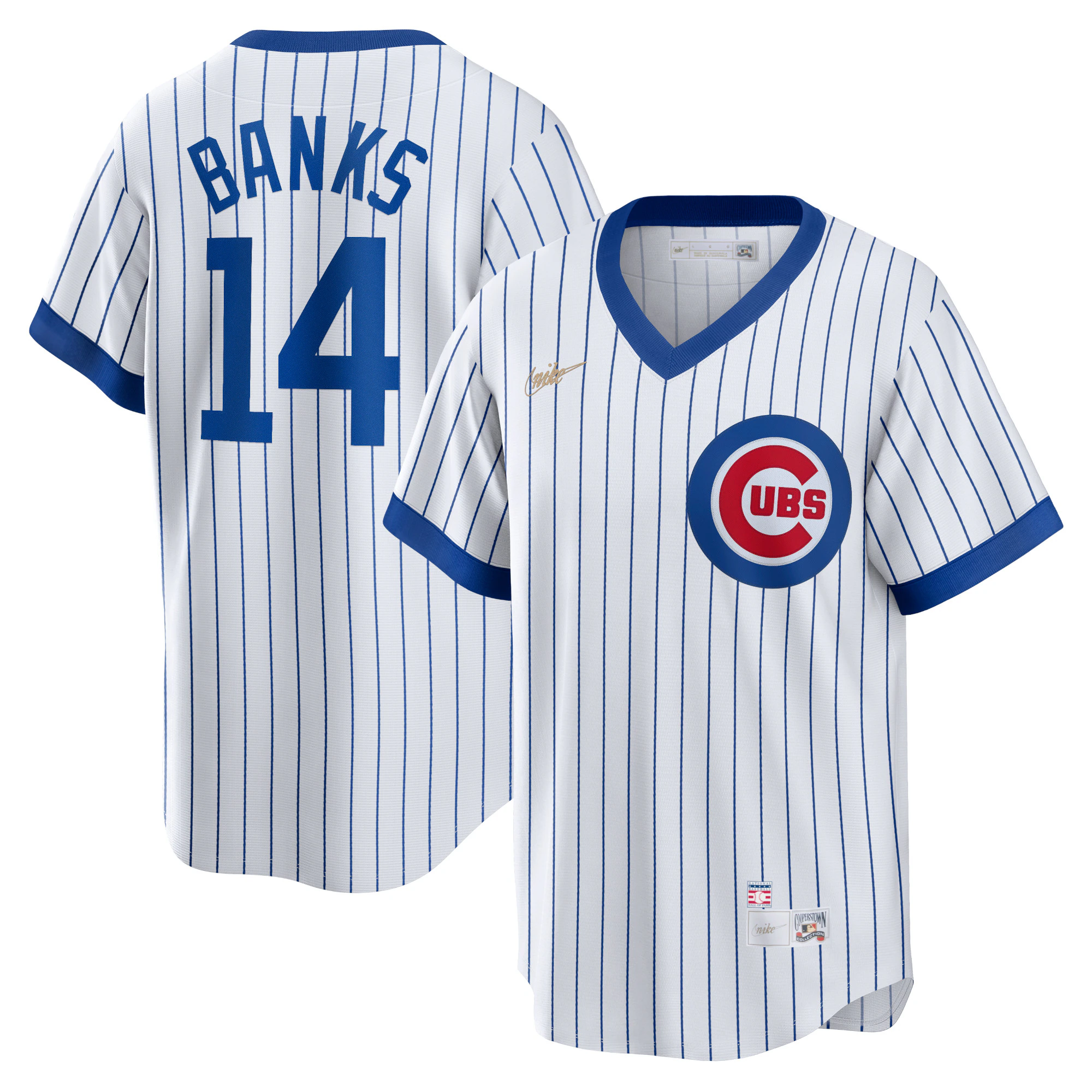 Alternative view of Ernie Banks Chicago Cubs Home Cooperstown Collection Player Jersey – White