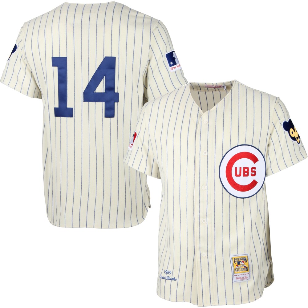 Ernie Banks Chicago Cubs Mitchell & Ness Mlb Jersey - Cream