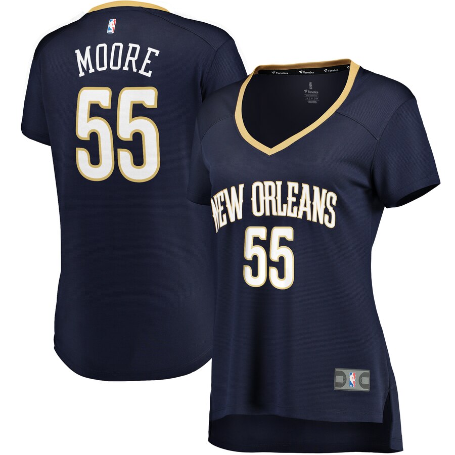 E'twaun Moore New Orleans Pelicans Fanatics Branded Women's Fast Break Player Replica Jersey - Icon Edition - Navy