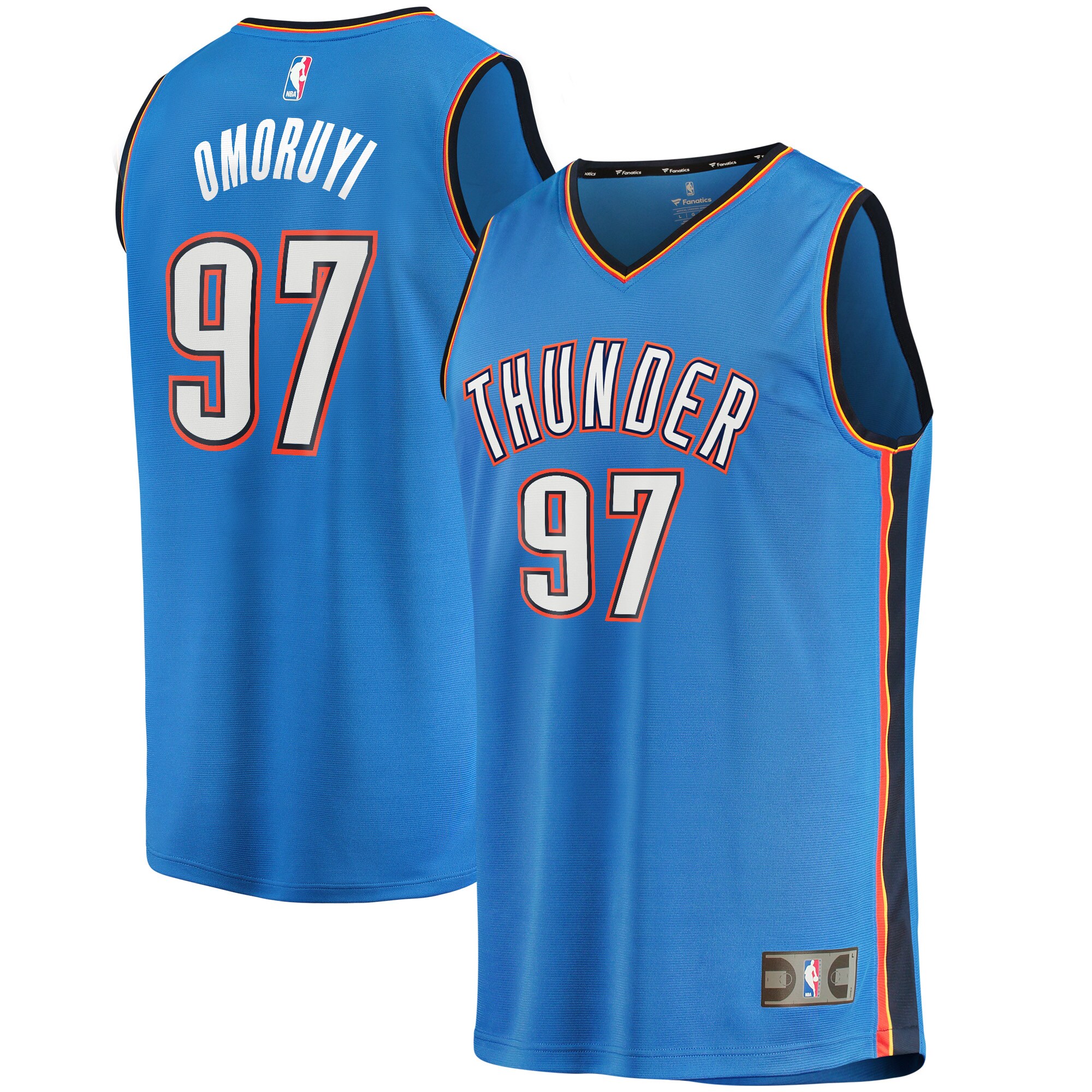 Alternative view of Eugene Omoruyi Oklahoma City Thunder Fanatics Branded Youth Fast Break Player Jersey - Icon Edition - Blue