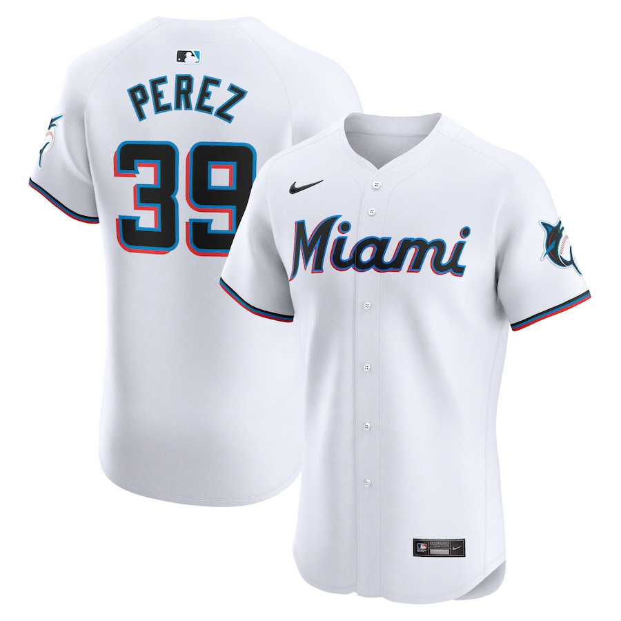 Eury Perez 39 Miami Marlins Home Elite Player Men Jersey - White 