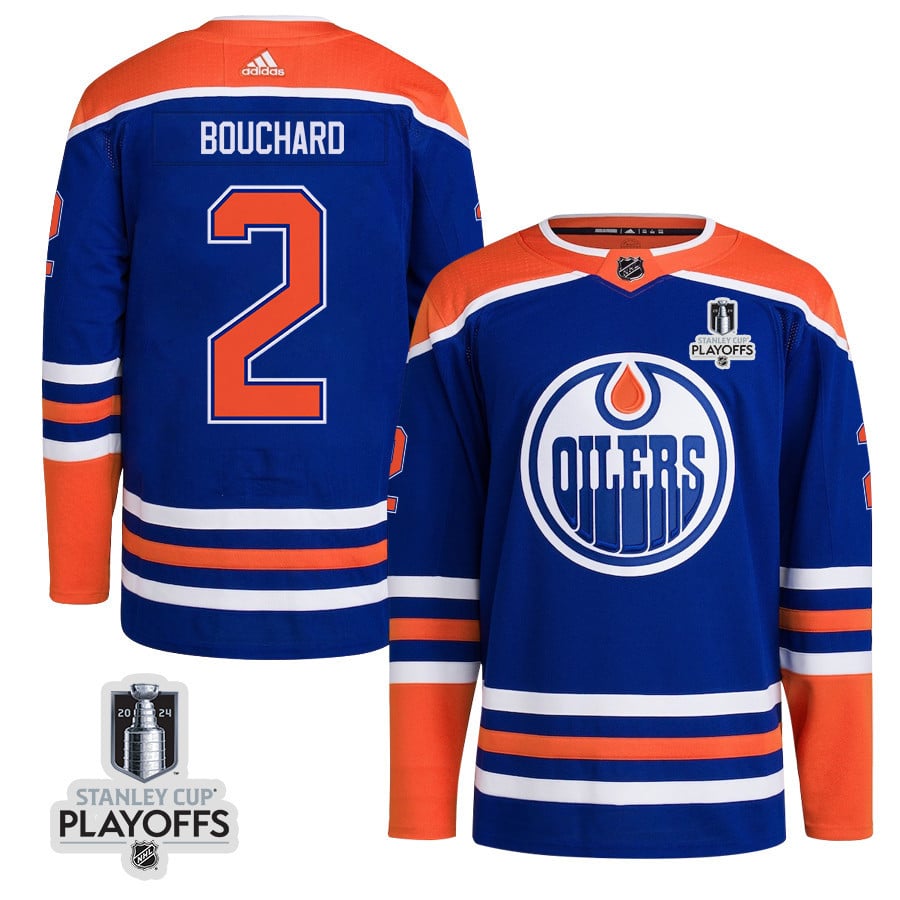 Evan Bouchard 2 Edmonton Oilers 2024 NHL Playoffs Patch Home Jersey - Men - JS674 