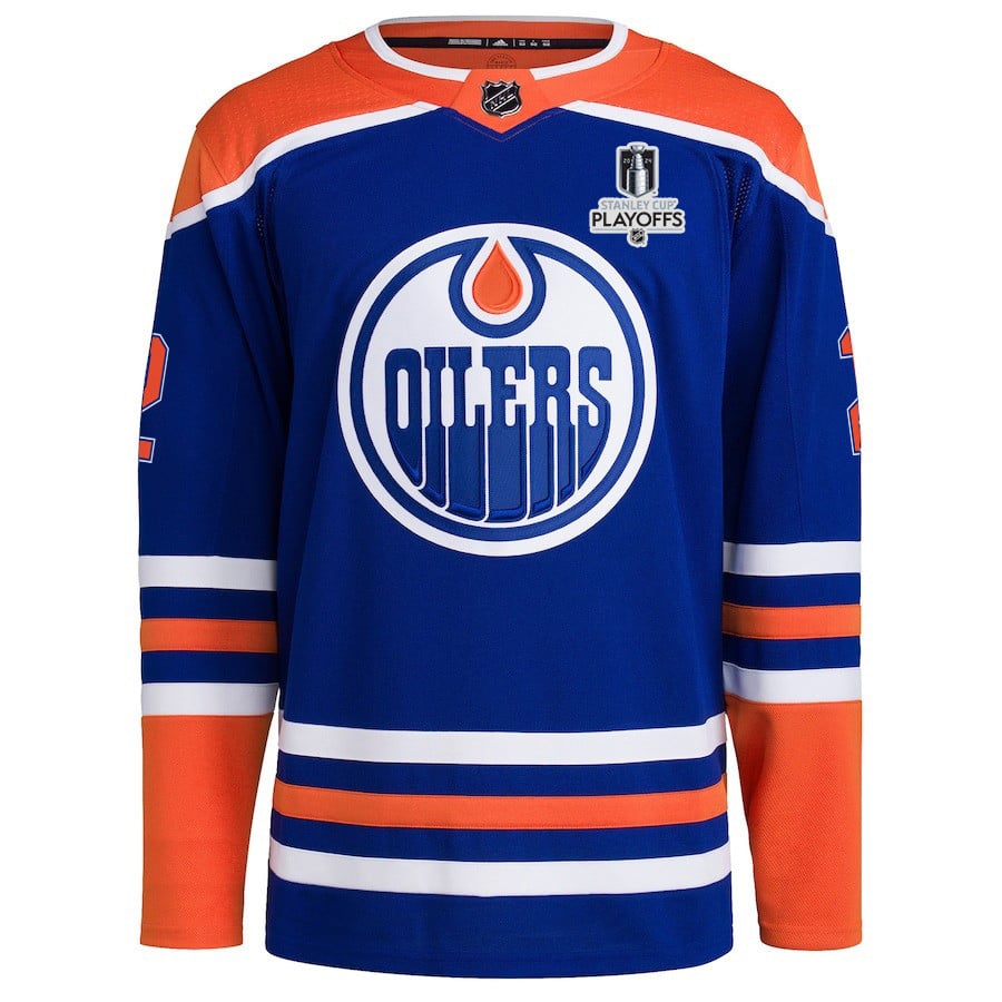 Alternative view of Evan Bouchard 2 Edmonton Oilers 2024 NHL Playoffs Patch Home Jersey - Men - JS674 