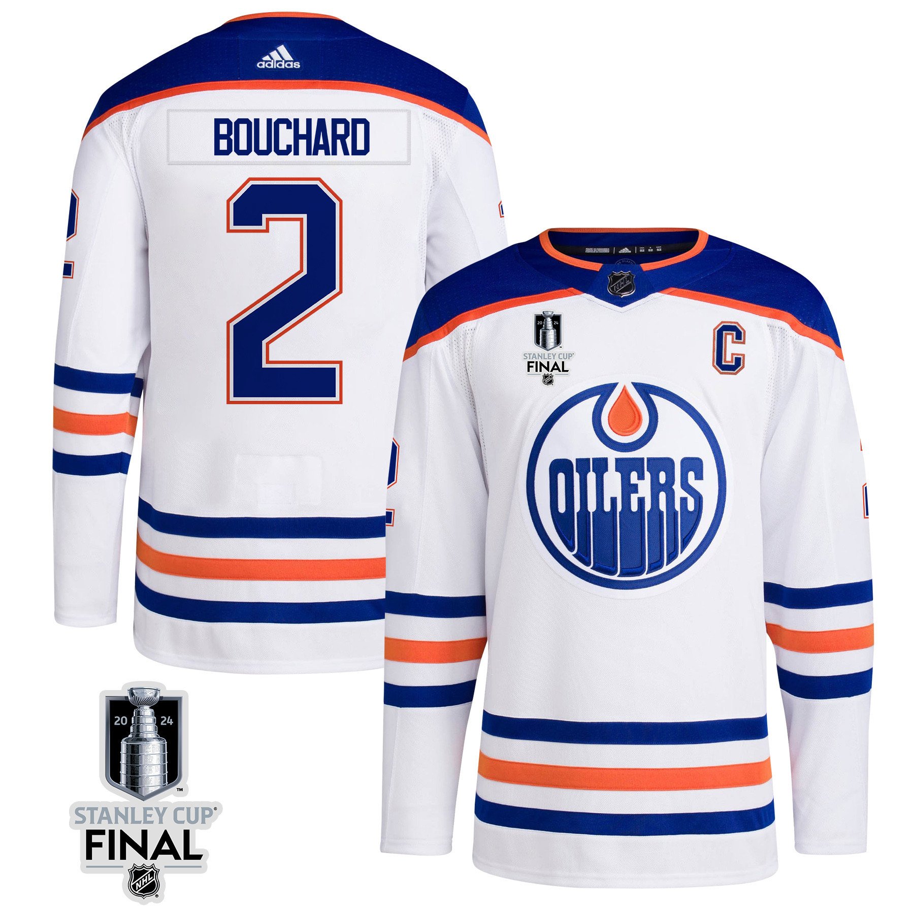Evan Bouchard 2 Edmonton Oilers 2024 STANLEY CUP Final Away Jersey - Men, White - JS736 