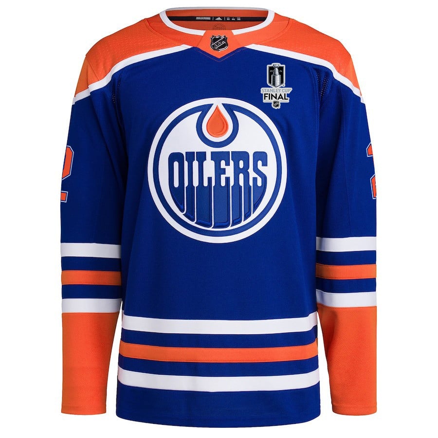 Alternative view of Evan Bouchard 2 Edmonton Oilers 2024 STANLEY CUP Final Home Primegreen Jersey - Men, Royal - JS570 