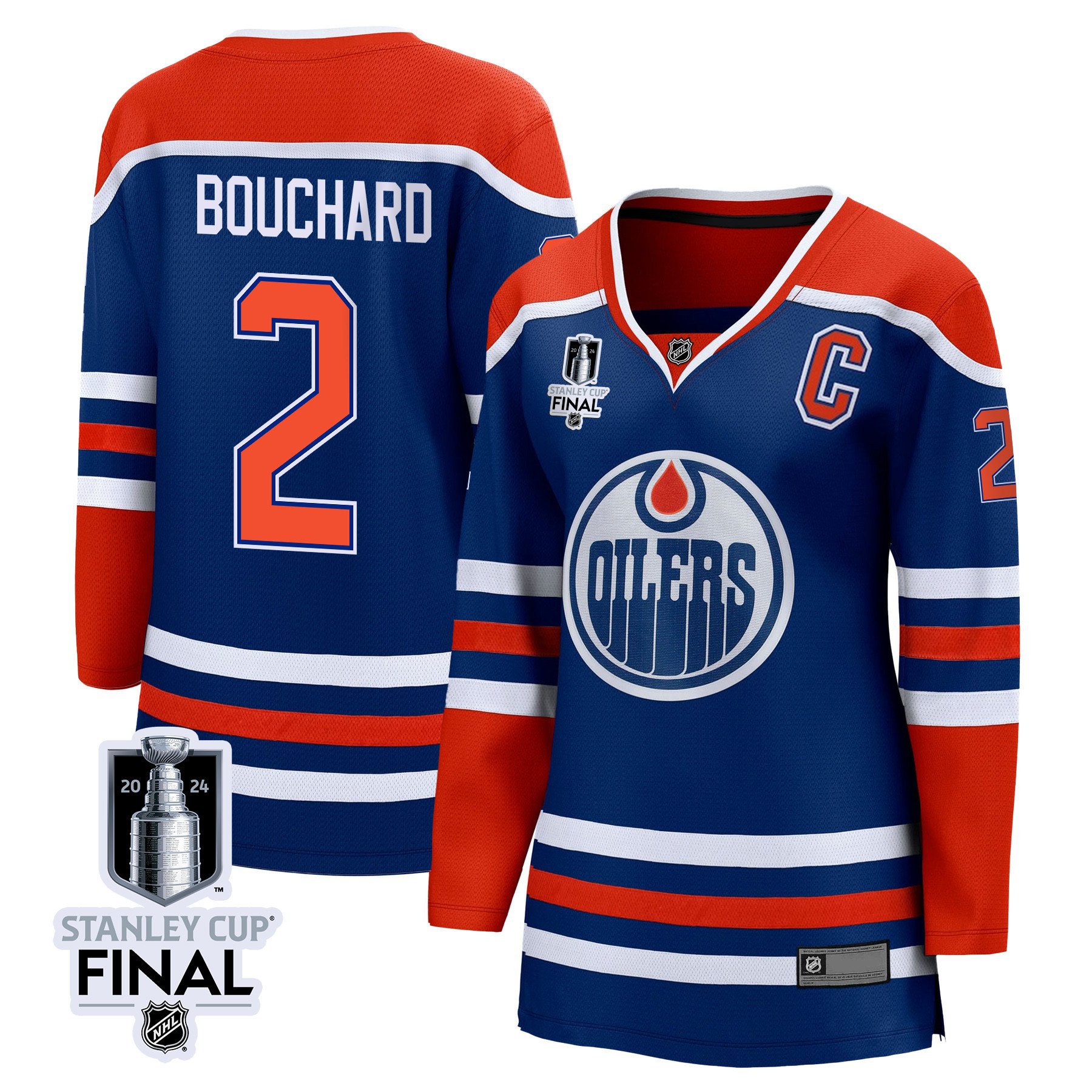 Evan Bouchard 2 Edmonton Oilers 2024 STANLEY CUP Final Women's Home Jersey - Royal - JS111 