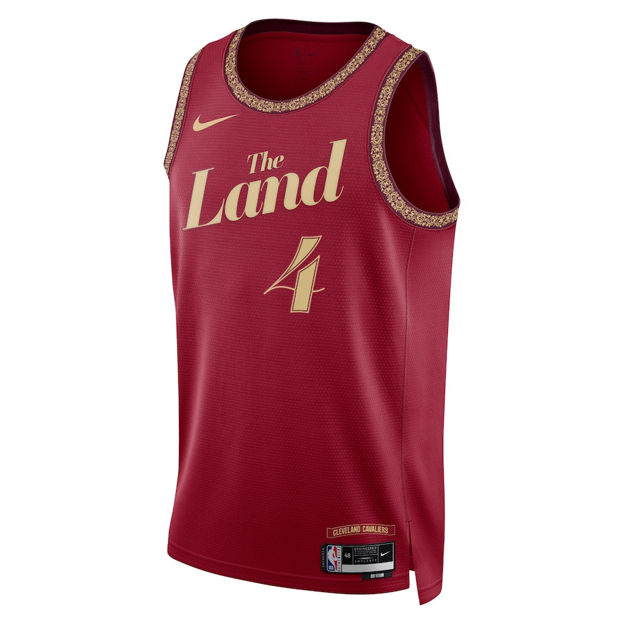 Alternative view of Evan Mobley 4 Cleveland Cavaliers 2023/24 City Edition Swingman Jersey - Wine - JS330