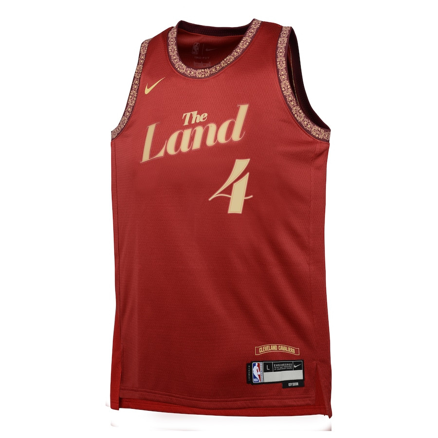 Alternative view of Evan Mobley 4 Cleveland Cavaliers 2023/24 City Edition Swingman YOUTH Jersey - Wine - JS166