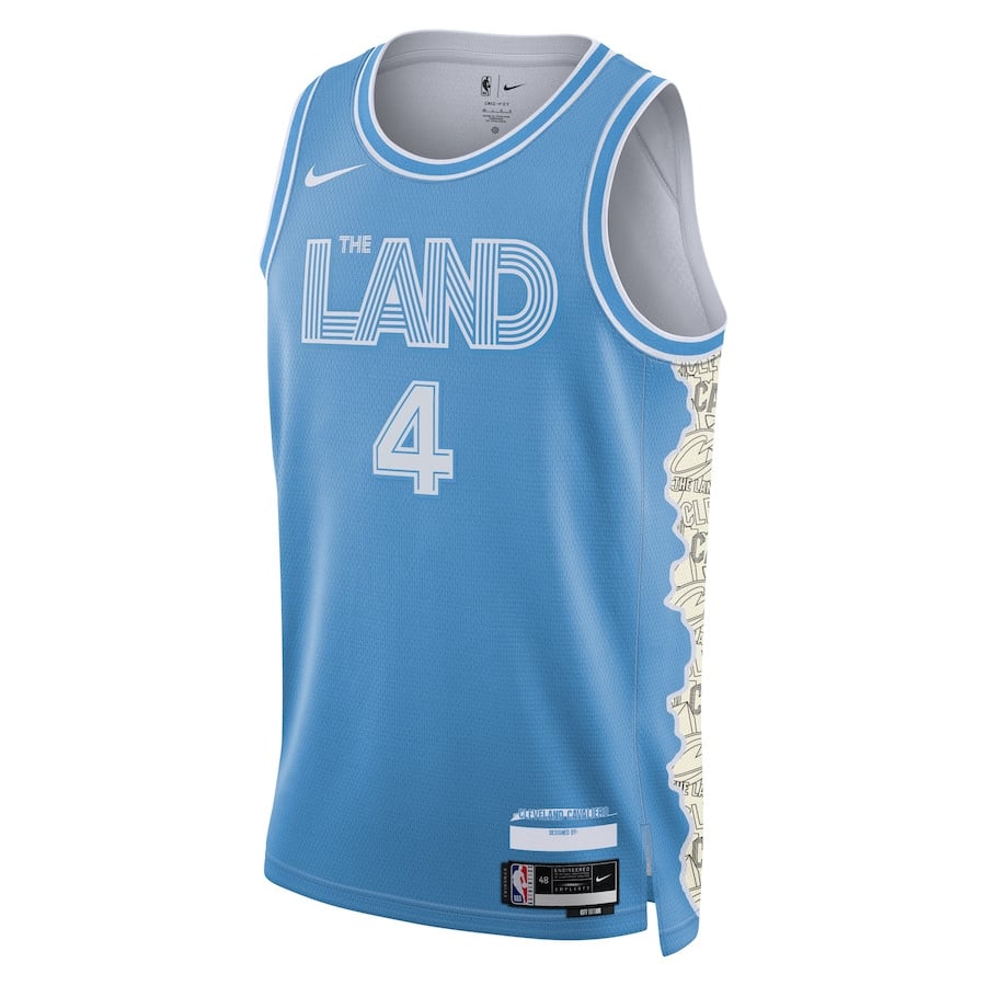 Alternative view of Evan Mobley 4 Cleveland Cavaliers Unisex 2024/25 Swingman Player Jersey - City Edition - Light Blue - JS143