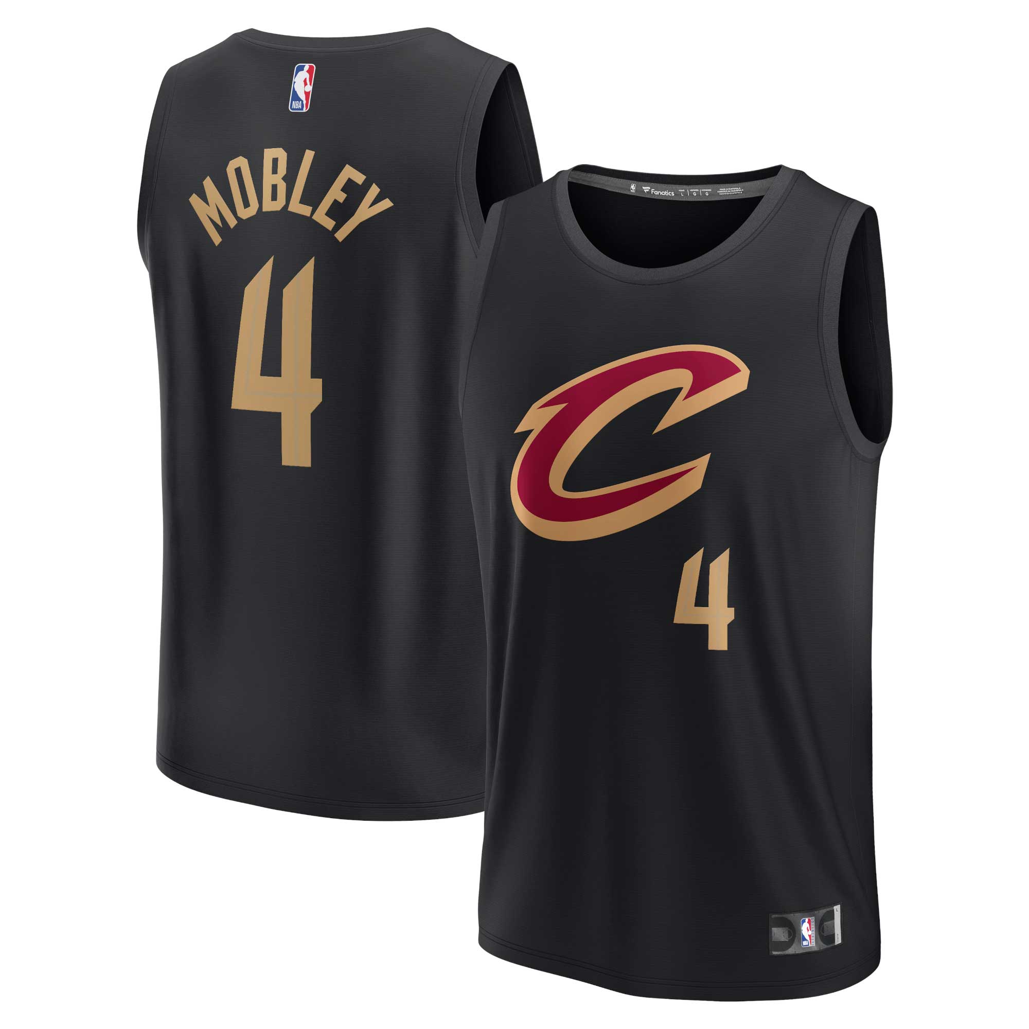 Alternative view of Evan Mobley Cleveland Cavaliers Fanatics Branded Youth 2021/22 Fast Break Player Jersey Black - Statement Edition
