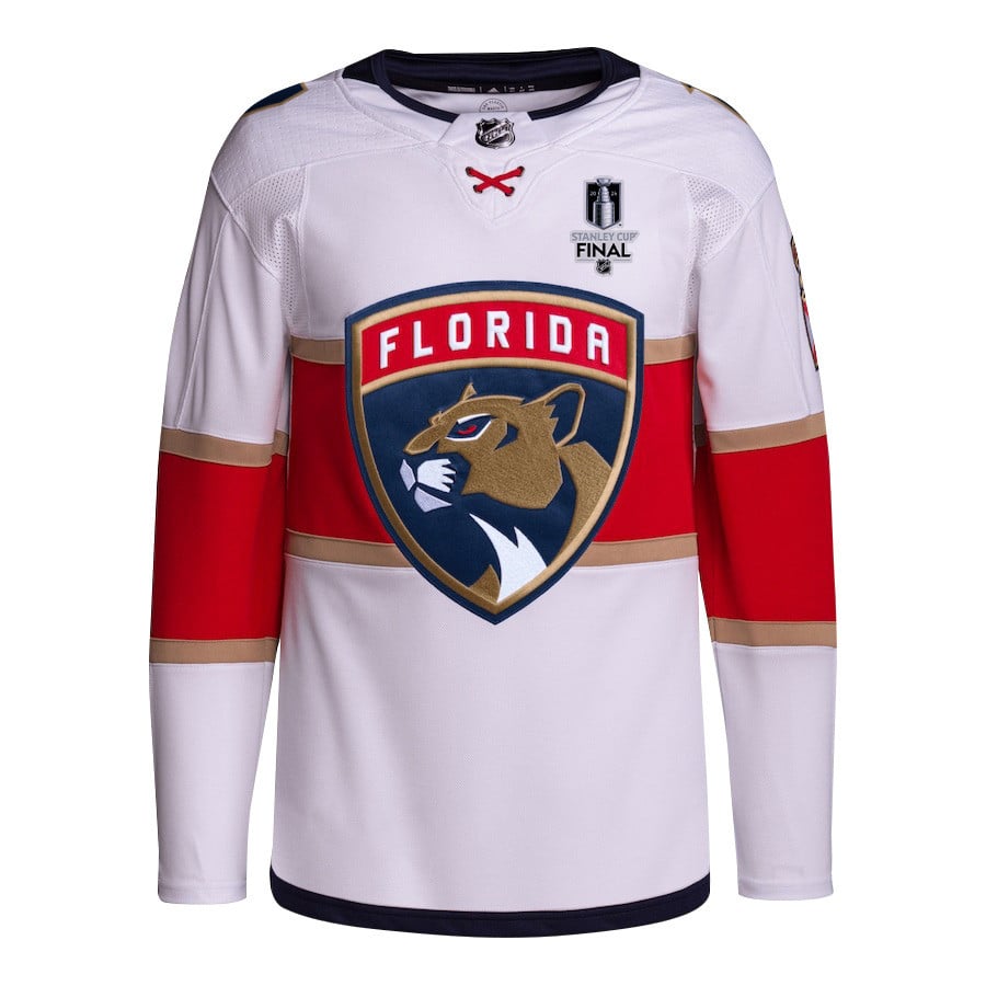 Alternative view of Evan Rodrigues 17 Florida Panthers 2024 STANLEY CUP Final Away Breakaway Jersey - Men, White - JS730 