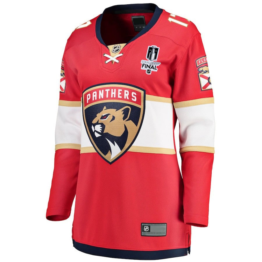 Alternative view of Evan Rodrigues 17 Florida Panthers 2024 STANLEY CUP Final Women's Home Breakaway Jersey - Red - JS678 