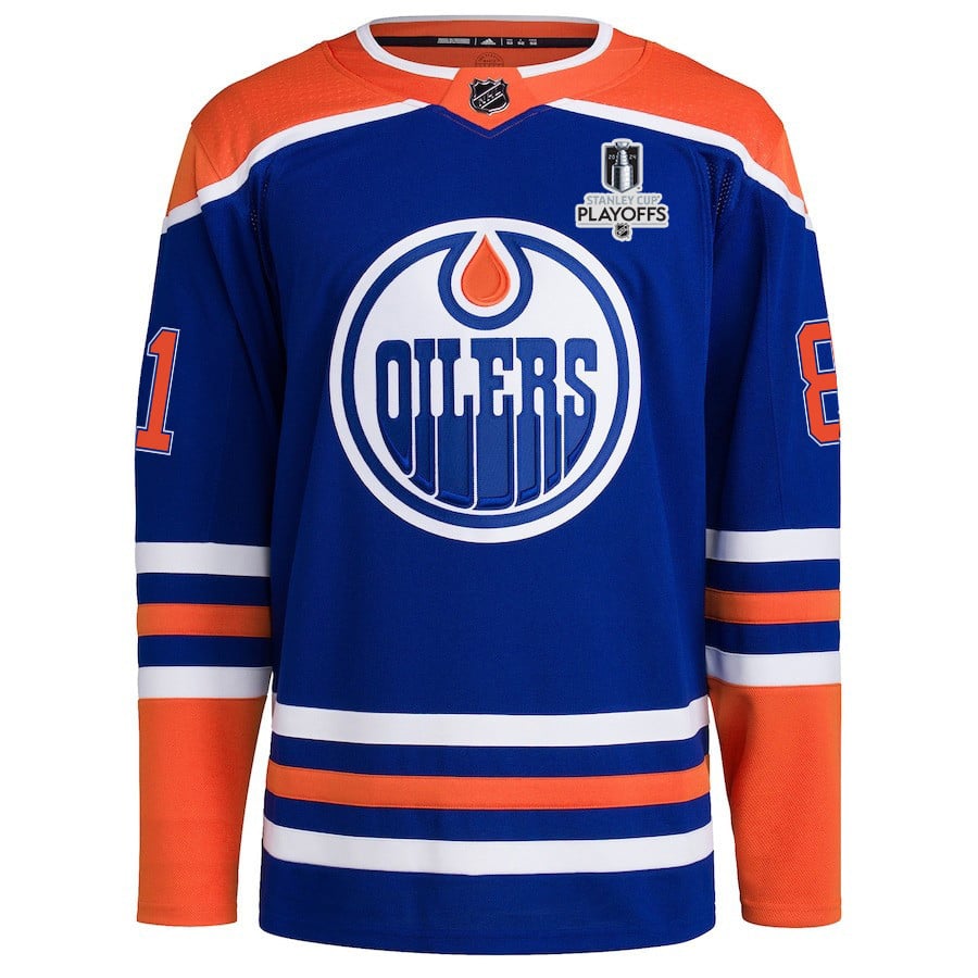 Alternative view of Evander Kane 91 Edmonton Oilers 2024 NHL Playoffs Patch Home Jersey - Men - JS194 