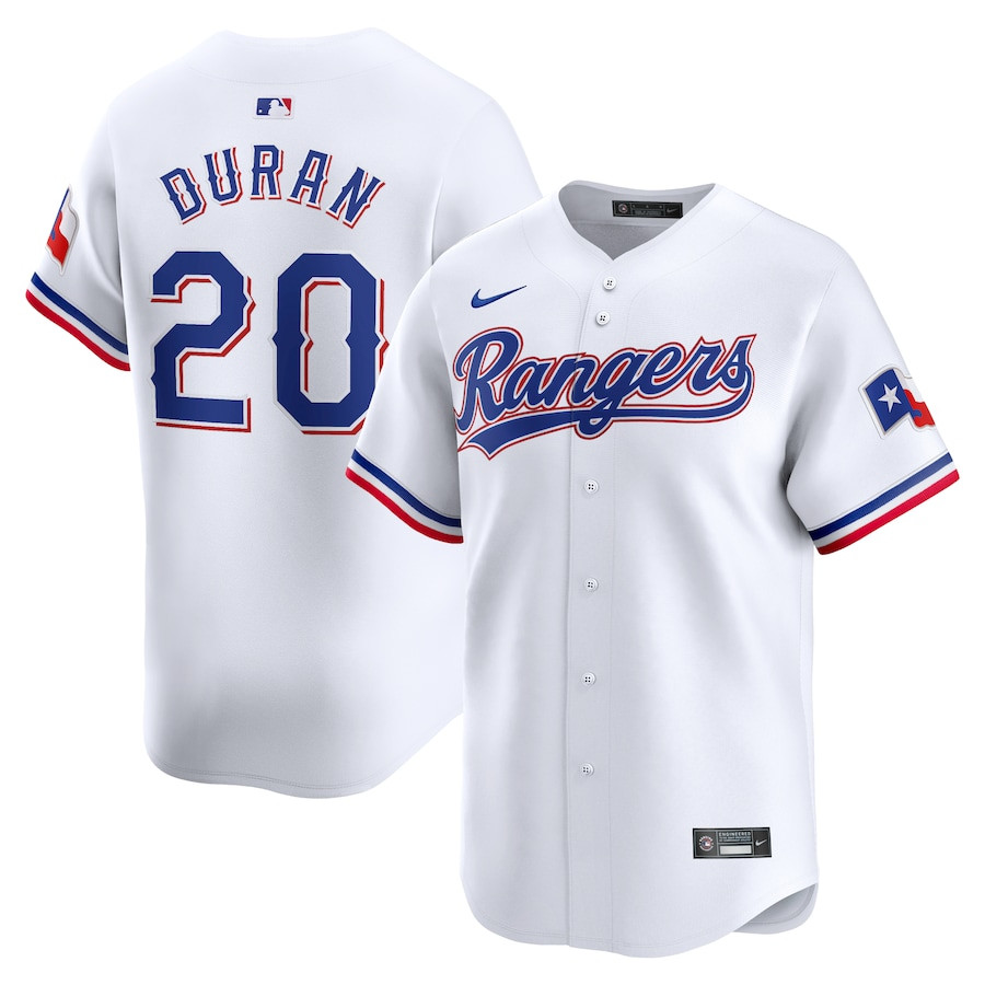 Ezequiel Duran 20 Texas Rangers Home Limited Player Men Jersey - White - JS542 