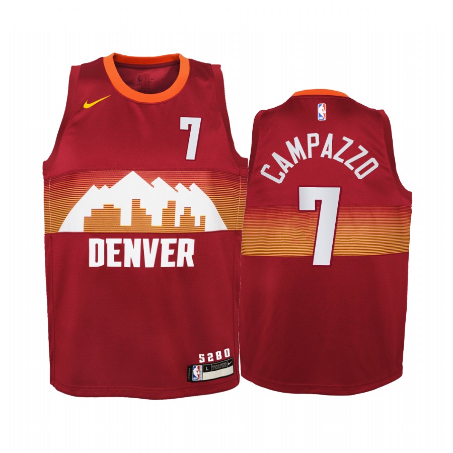 Facundo Campazzo Denver Nuggets 2020-21 City Red Youth Jersey - New Uniform