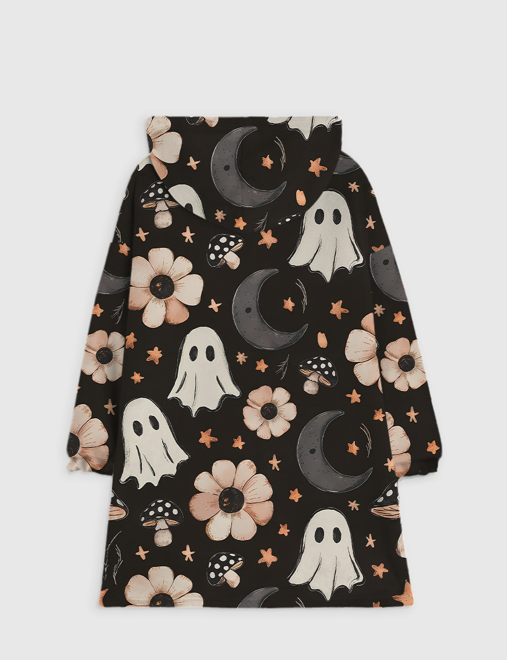 Alternative view of Fall Ghost Mushroom Halloween Flannel Blanket Hoodie