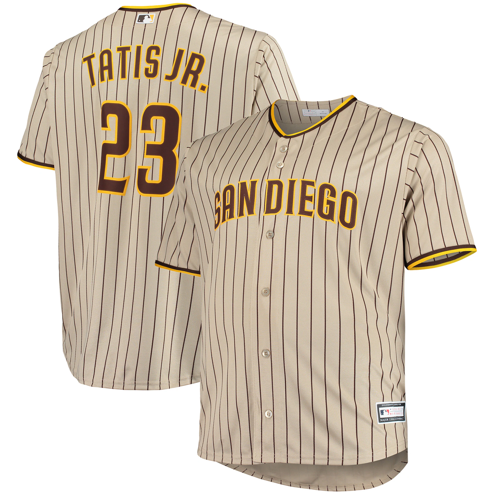 Alternative view of Fernando Tatis Jr. San Diego Padres Big & Tall Replica Player Jersey – Sand