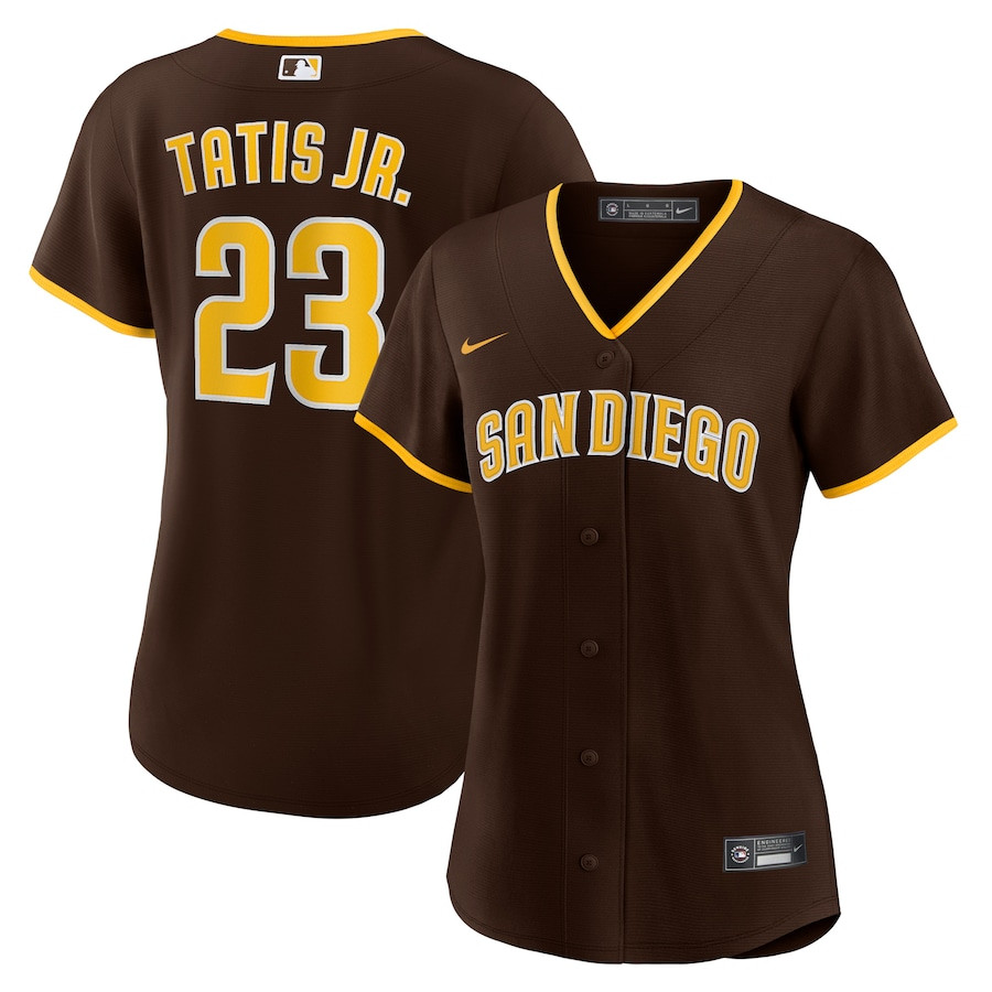 Fernando Tatís Jr. 23 San Diego Padres Road Women Jersey - Brown 