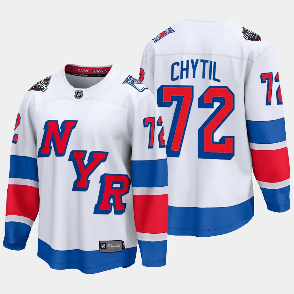 Alternative view of Filip Chytil 72 New York Rangers 2024 Stadium Series Patch Breakaway Jersey - Men, White - JS710 