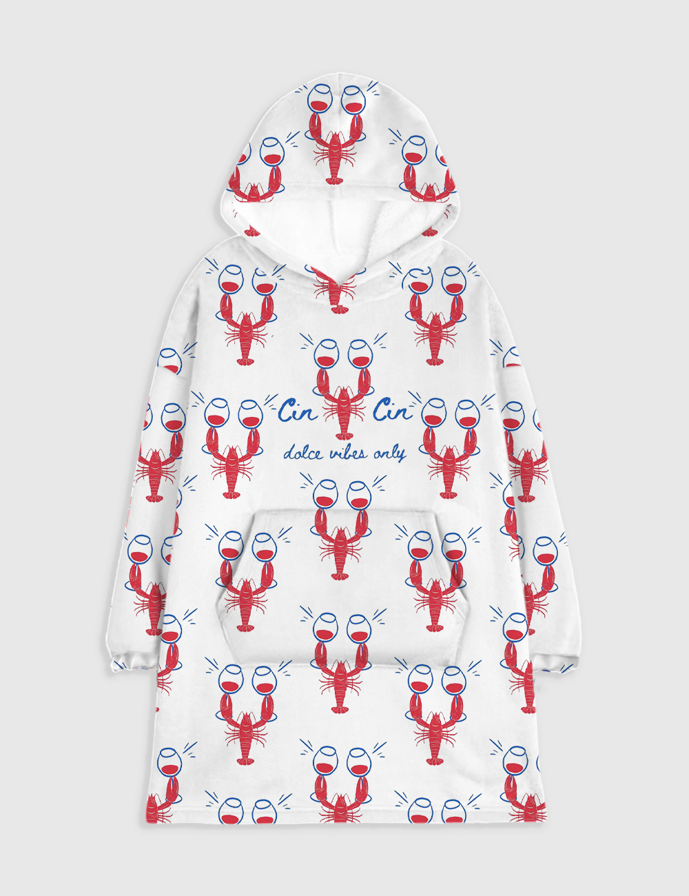 Fisherman Aesthetic Dalce Vibes Coastal Lobster Ocean Italian Girl Travel Wine Champagne Flannel Blanket Hoodie