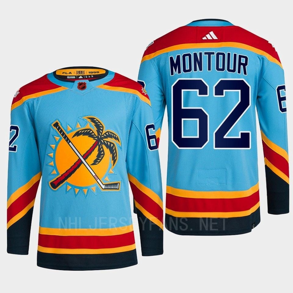 Florida Panthers 2022 Reverse Retro 2.0 Brandon Montour 62 Blue Primegreen Jersey Men's - JS115 