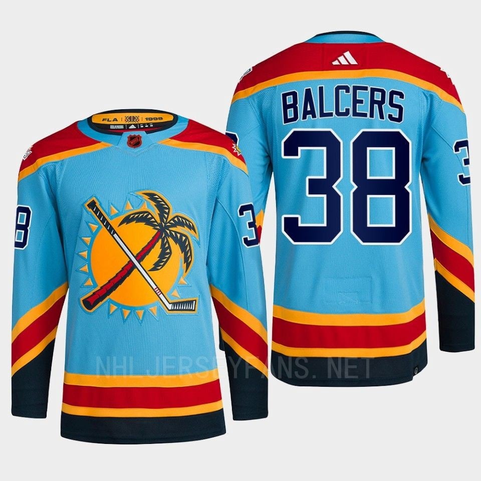 Florida Panthers 2022 Reverse Retro 2.0 Rudolfs Balcers 38 Blue Primegreen Jersey Men's - JS805 