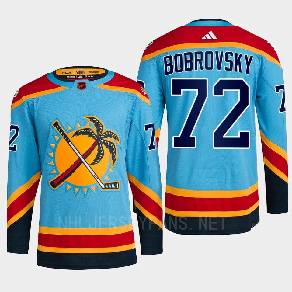 Florida Panthers 2022 Reverse Retro 2.0 Sergei Bobrovsky 72 Blue Primegreen Jersey Men's - JS619 
