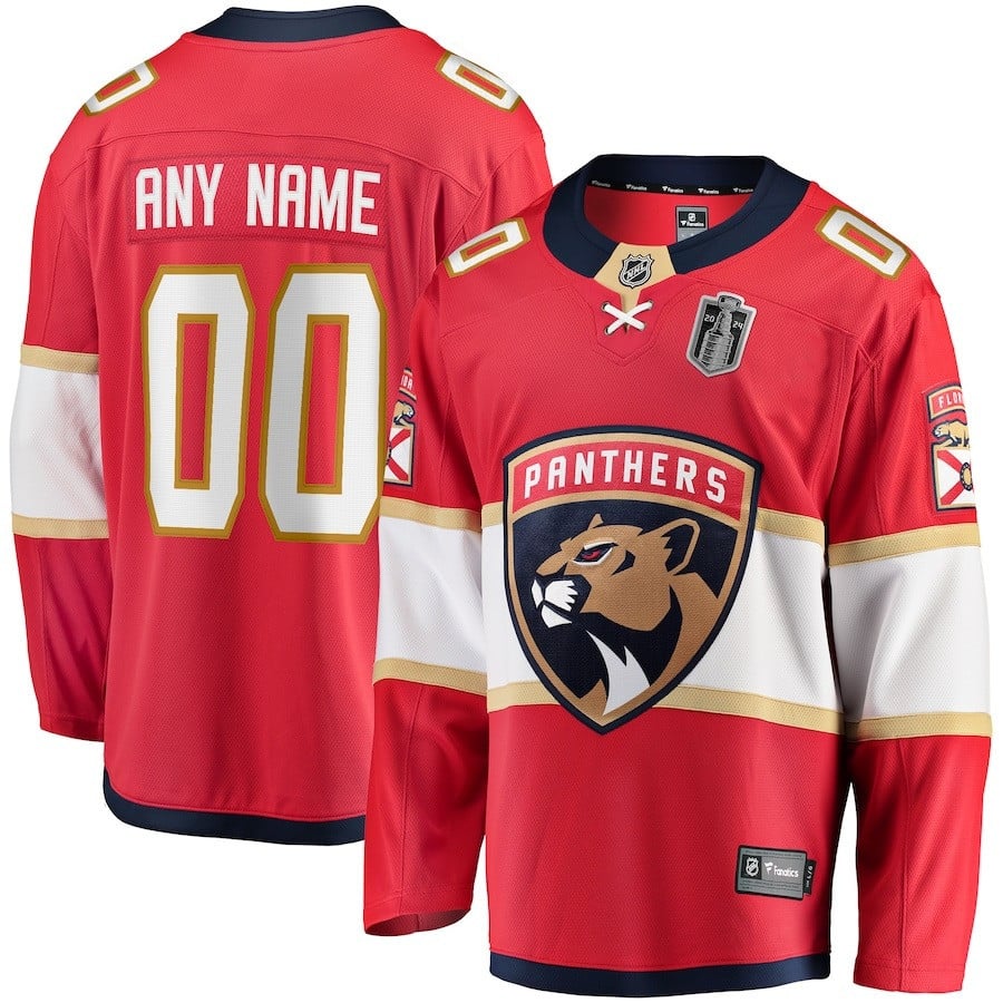 Florida Panthers 2024 Stanley Cup Final Home Breakaway Custom Name Jersey - Red - JS127 