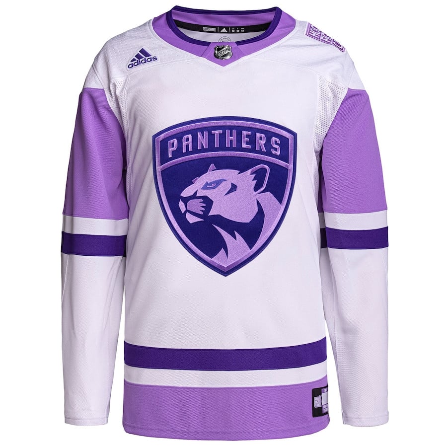 Alternative view of Florida Panthers Hockey Fights Cancer Primegreen Custom Men Jersey - White/Purple - JS123 