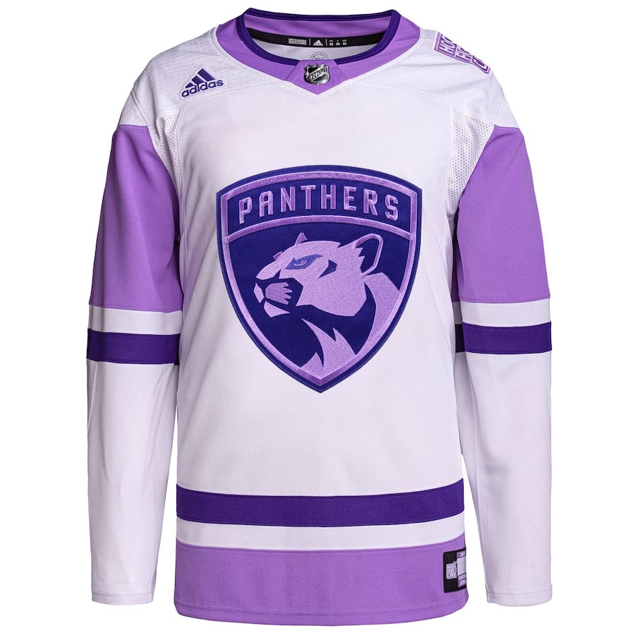 Alternative view of Florida Panthers Hockey Fights Cancer Primegreen Men Jersey - White/Purple - JS559 