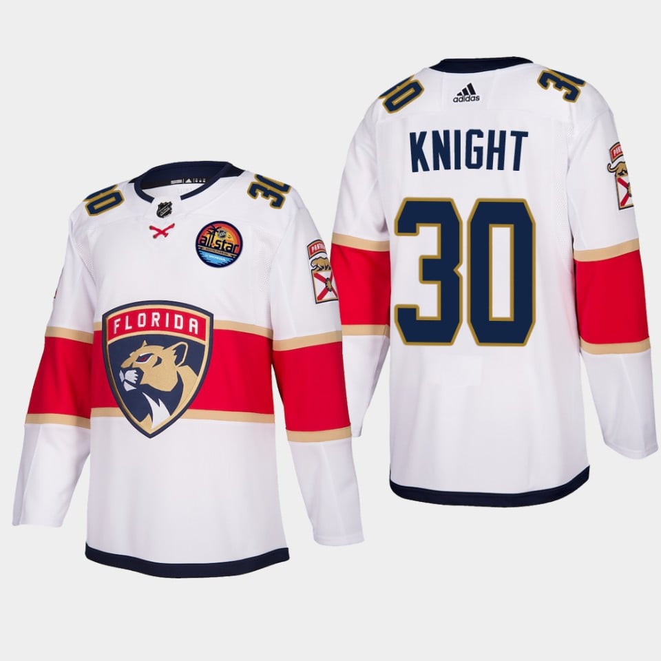 Florida Panthers Spencer Knight 30 2023 All-Star Patch Away White Jersey - JS813 