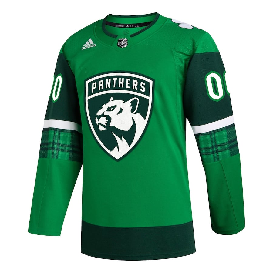 Alternative view of Florida Panthers St. Patrick's Day Custom Men Jersey - Kelly Green - JS706 