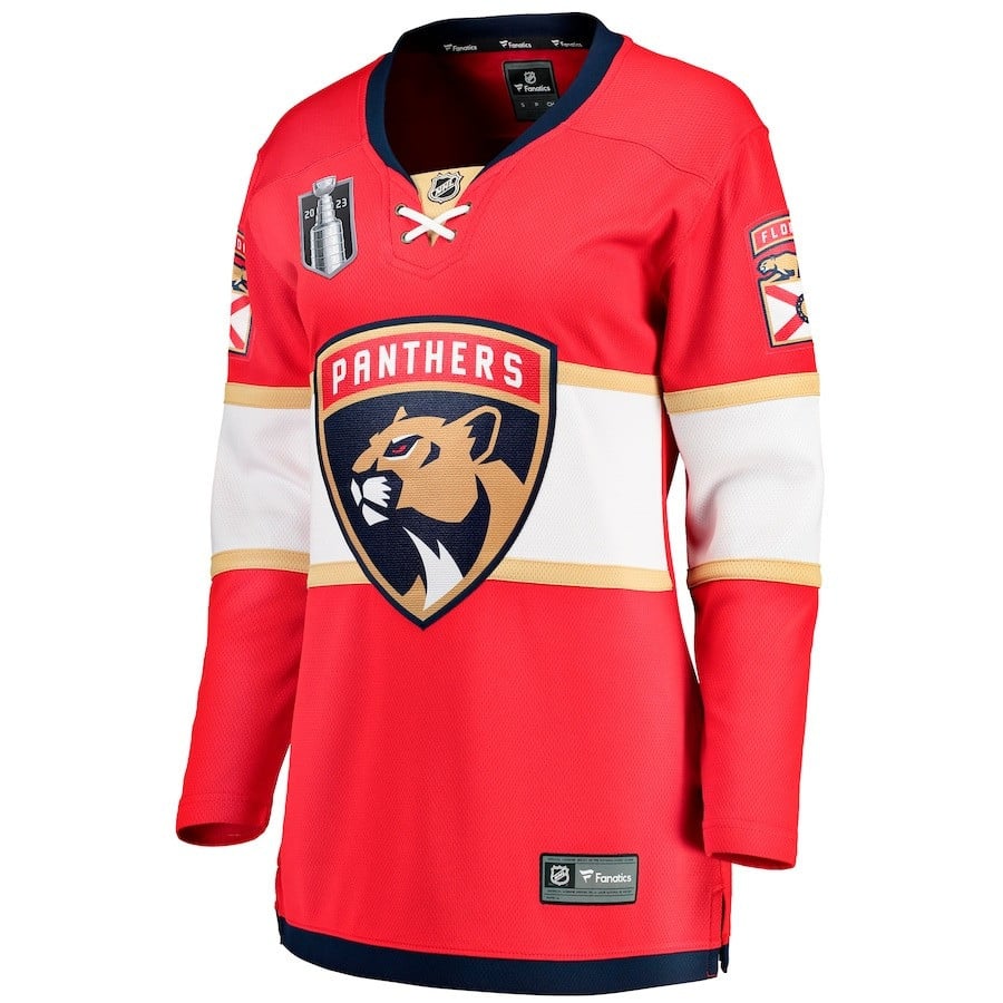Alternative view of Florida Panthers Women's 2023 Stanley Cup Final Home Breakaway Jersey - Red - JS441 