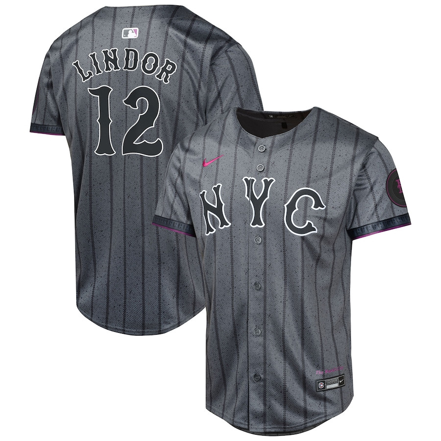 Francisco Lindor 12 New York Mets 2024 City Connect Limited YOUTH Jersey - Graphite 