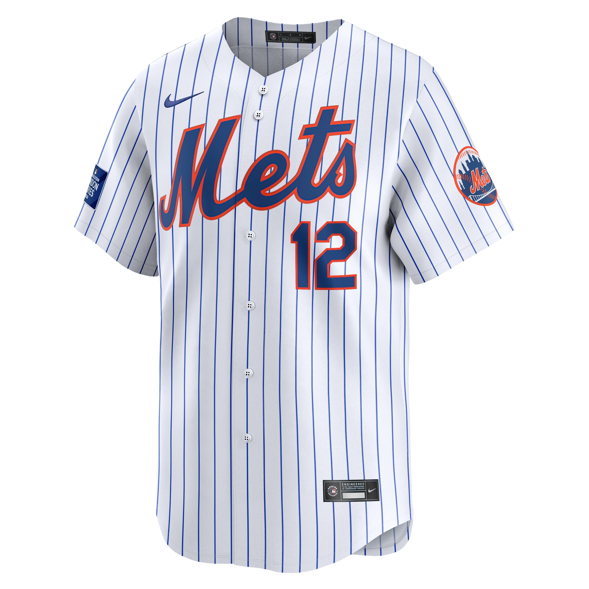 Alternative view of Francisco Lindor New York Mets 2024 Mlb World Tour London Series Home Limited Player Jersey - White