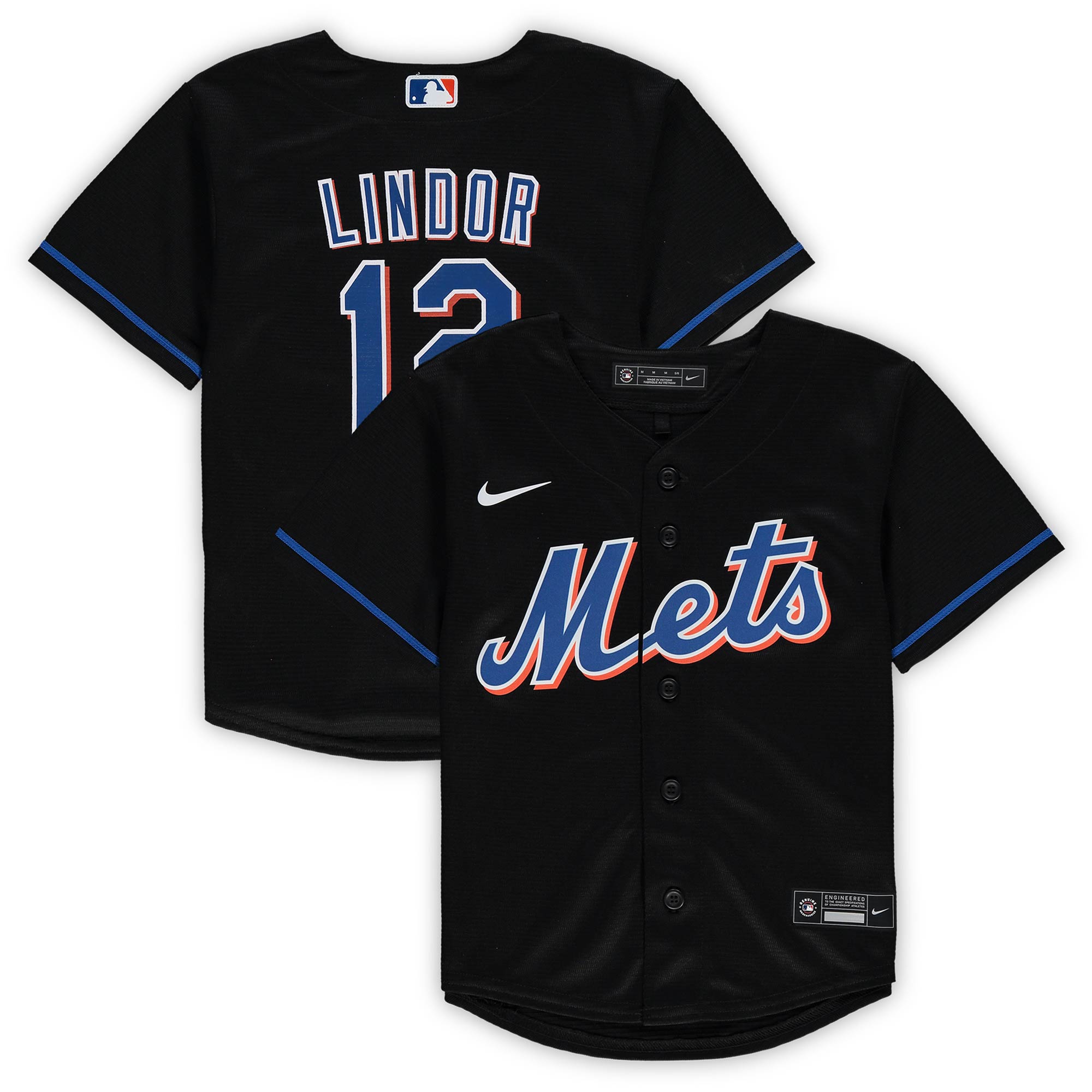 Alternative view of Francisco Lindor New York Mets Preschool Alternate Replica Player Jersey - Black
