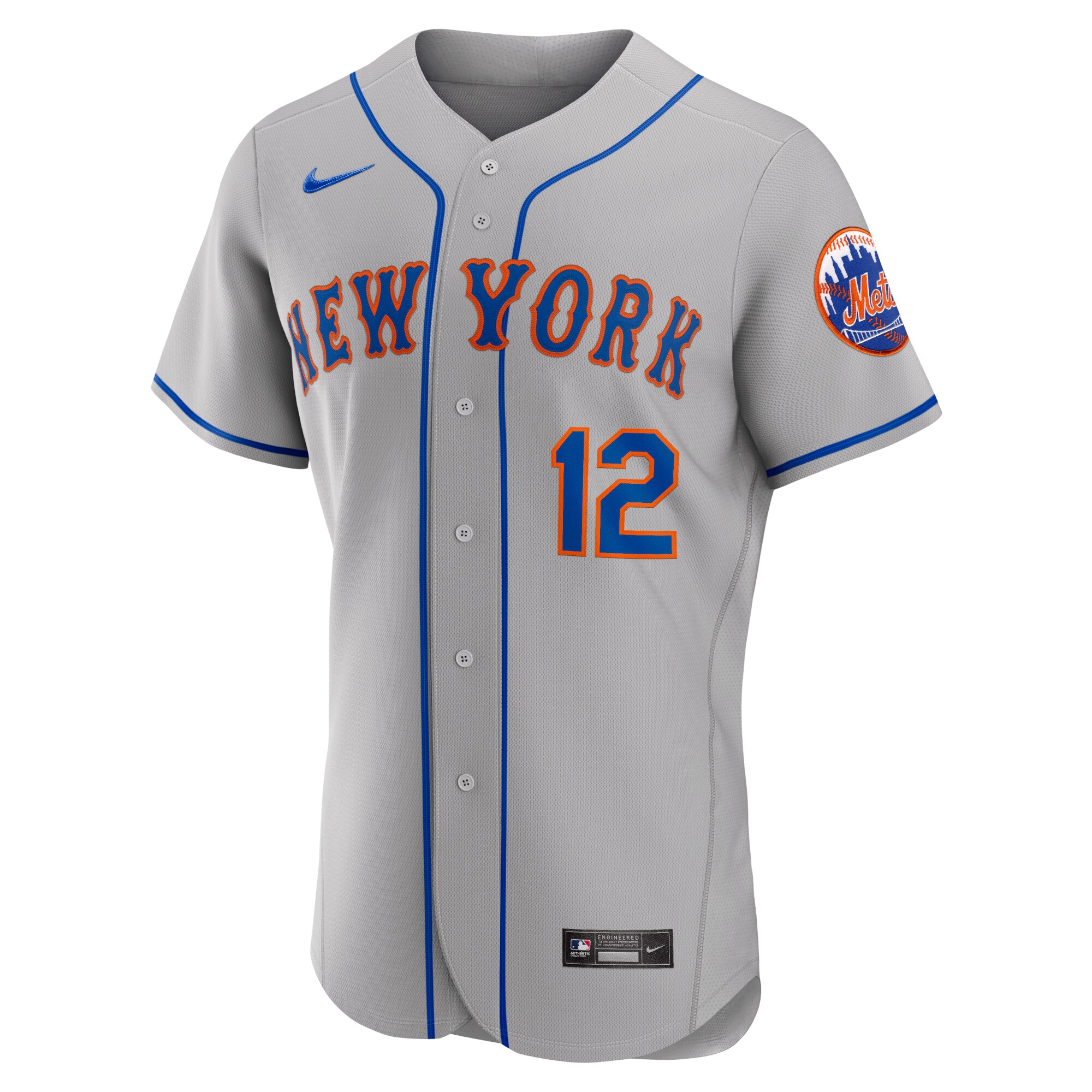 Alternative view of Francisco Lindor New York Mets Road Authentic Player Jersey – Gray