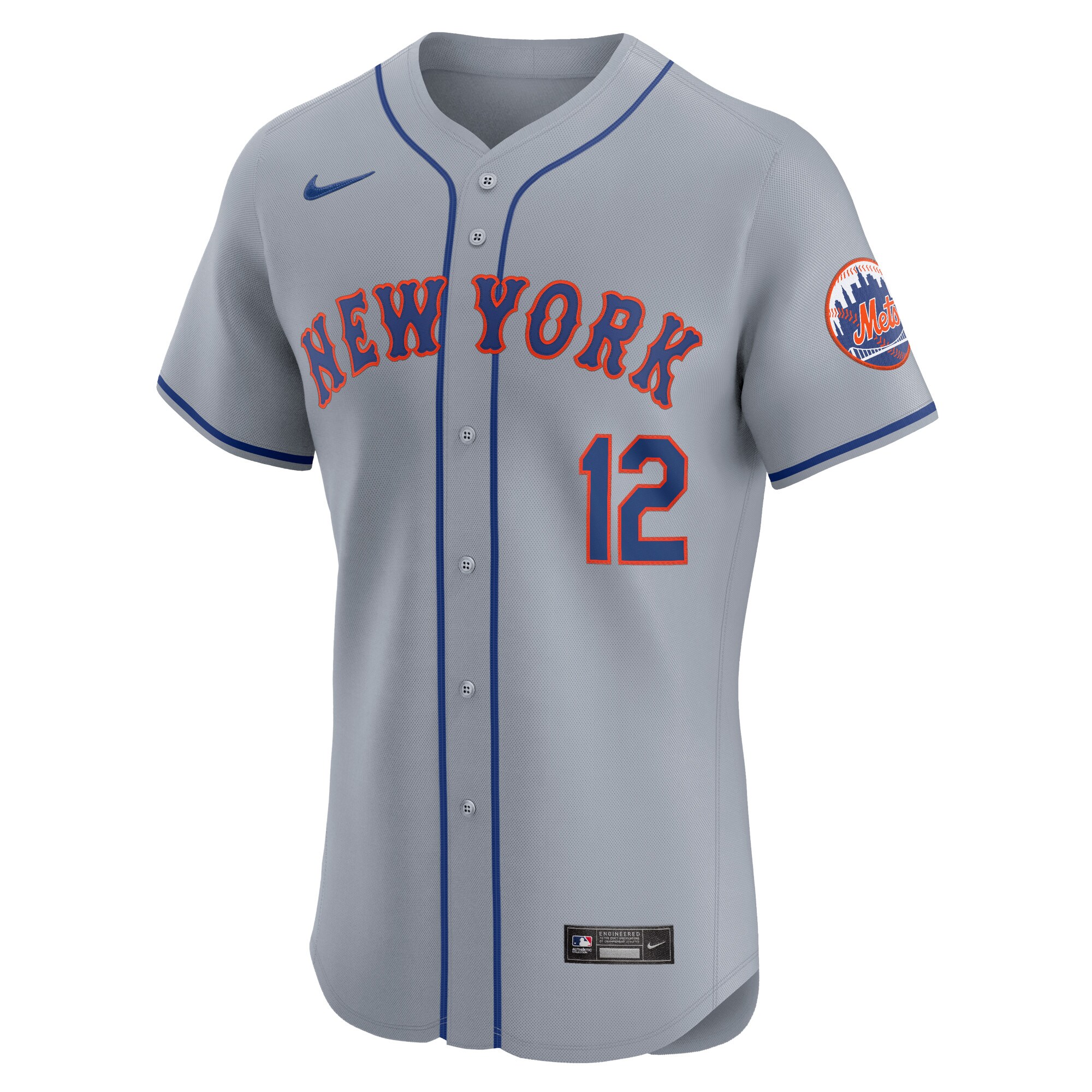 Alternative view of Francisco Lindor New York Mets Road Elite Player Jersey - Gray