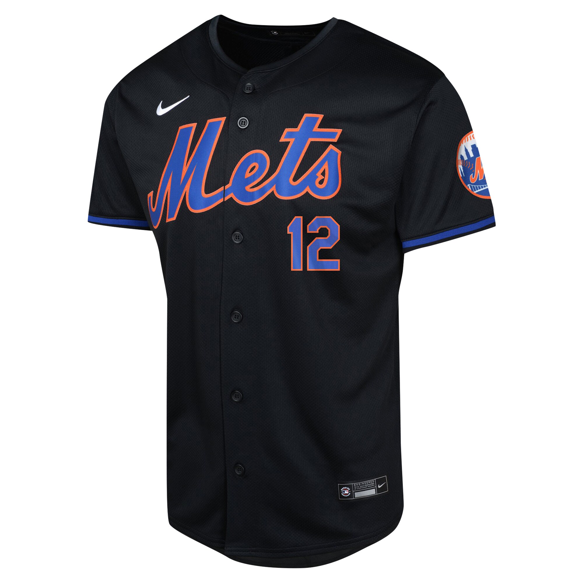 Alternative view of Francisco Lindor New York Mets Youth Alternate Limited Player Jersey - Black