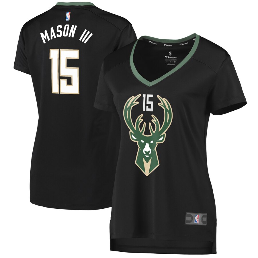 Frank Mason Iii Milwaukee Bucks Fanatics Branded Women's Fast Break Player Jersey - Statement Edition - Black