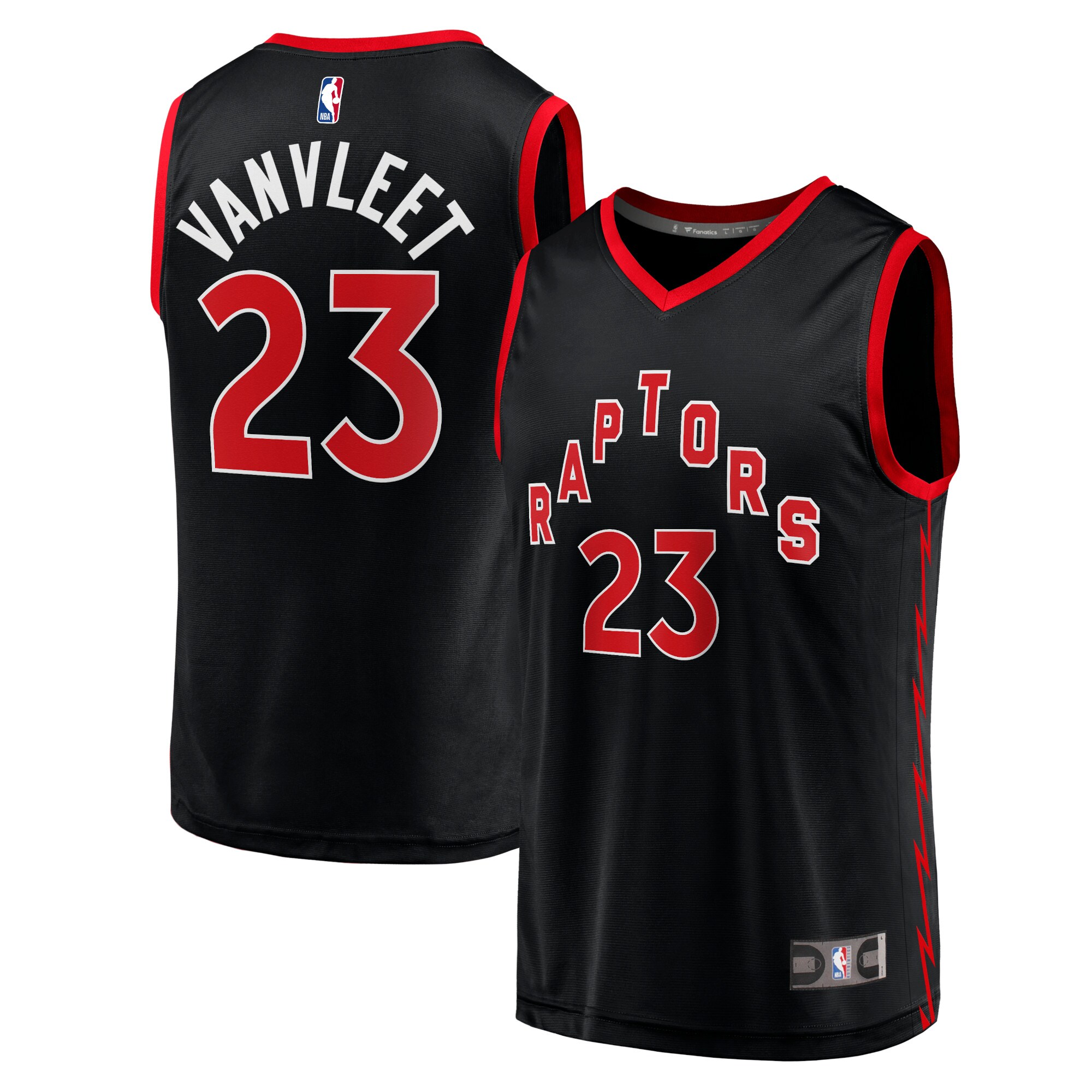 Alternative view of Fred Vanvleet Toronto Raptors Fanatics Branded Youth 2020/21 Fast Break Player Jersey - Black - Statement Edition